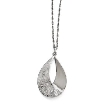 Sterling Silver Radiant Esse RH-plat Polish/Textured Pendant QLF607