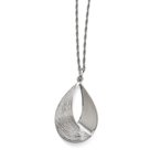 Leslie's Sterling Silver Radiant Esse RH-plat Polish/Textured Pendant QLF607