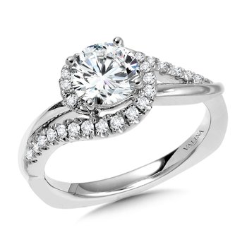 Diamond & Polished Gold Spiral Halo Engagement Ring R1053W