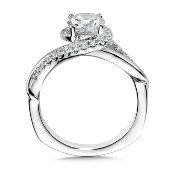 Diamond & Polished Gold Spiral Halo Engagement Ring R1053W