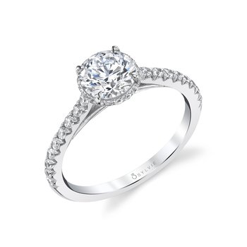 Round Cut Classic Hidden Halo Engagement Ring - Harmonie S1944