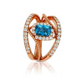  14K Strawberry Gold® Deep Sea Blue Topaz™ 7/8 cts. Ring BVGY 21