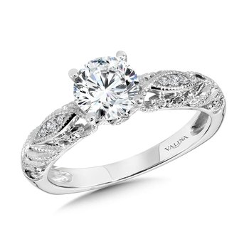 Vintage Milgrain & Filigree Accented Diamond Engagement Ring R1163W