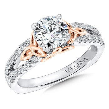 White and Rose Gold Diamond Engagement Ring R9314WP