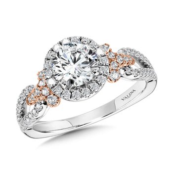 Two-Toned Split Shank Halo Engagement Ring  R1172WP