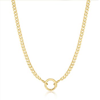 Gold Curb Chain Charm Connector Necklace N052-02G