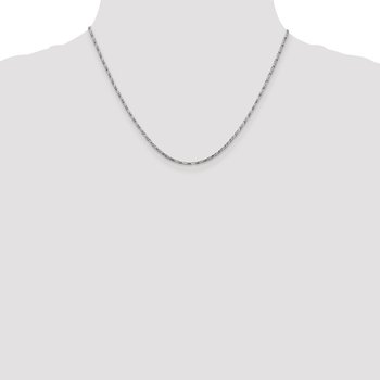14K White Gold 1.6mm D/C Long Link Franco Chain 7223