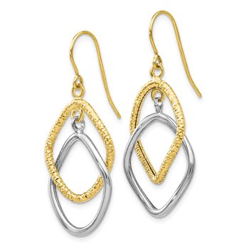 10K Two-tone Shepherd Hook Dangle Earrings TB44