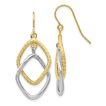 10K Two-tone Shepherd Hook Dangle Earrings TB44