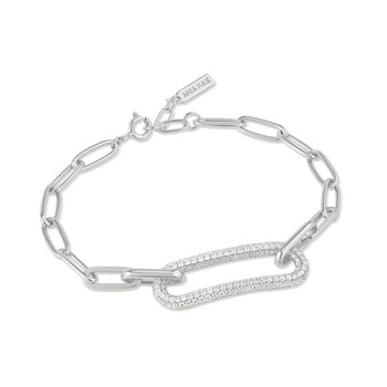 Silver Pavé Link Bracelet B051-01H