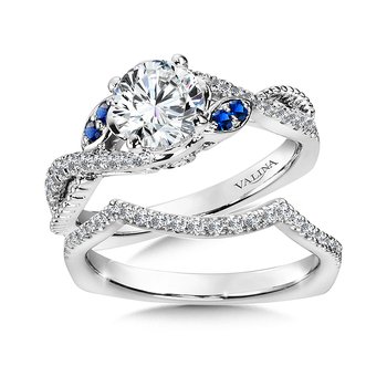 Diamond and Blue Sapphire Engagement Ring R9877WP-BSA