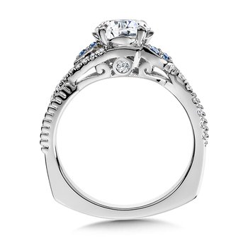 Diamond and Blue Sapphire Engagement Ring R9877WP-BSA