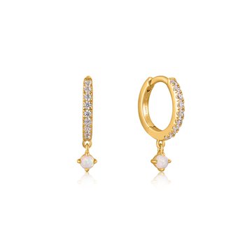 Gold Sparkle Kyoto Opal Drop Huggie Hoop Earrings E034-04G