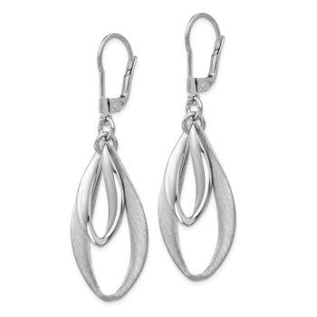 Sterling Silver Polished & Brushed Leverback Earrings QLE569