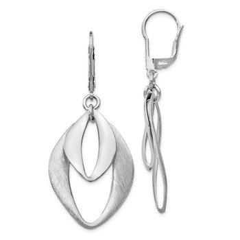 Sterling Silver Polished & Brushed Leverback Earrings QLE569