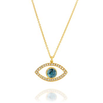 Blue Tourmaline Evil Eye Pendant 7233