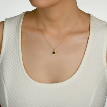 Blue Tourmaline Evil Eye Pendant 7233
