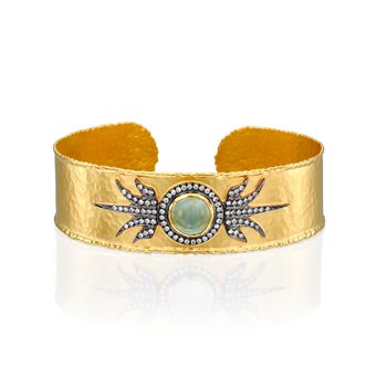 Handmade Tourmaline & Diamonds Cuff Bracelet 6453