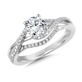 Diamond & Polished Gold Spiral Engagement Ring R1056W