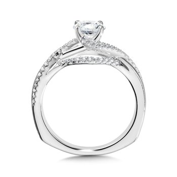 Diamond & Polished Gold Spiral Engagement Ring R1056W