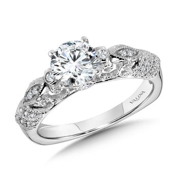 Vintage Milgrain & Filigree Accented Diamond Engagement Ring R1158W