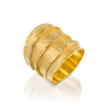 Three Wavy Row Diamond Ring 7362