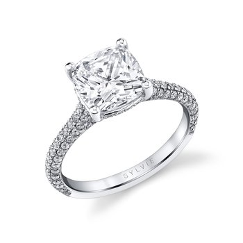 Pear Shape Hidden Halo Pave Engagement Ring - Peighton S2433