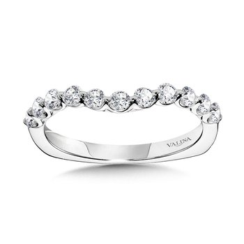 Curved Single Shared Prong Diamond Wedding Band R1155BW