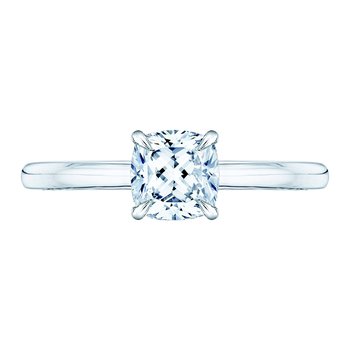 14K Two-Tone Gold Cushion Cut Diamond Solitaire Engagement Ring (Semi-Mount) CAU0038E-WP