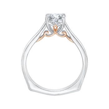 14K Two-Tone Gold Cushion Cut Diamond Solitaire Engagement Ring (Semi-Mount) CAU0038E-WP
