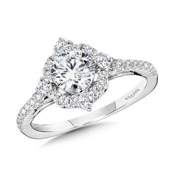Decorative Straight Halo Engagement Ring  R1162W