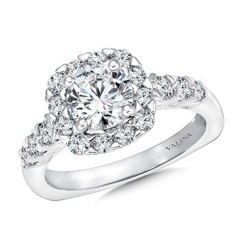 Unique Cushion-Shaped Halo Diamond Engagement Ring R1083W