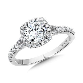 Cushion-Shaped Split Shank Halo Engagement Ring  R1123W-SR