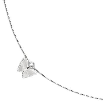 SS Polished & Textured Butterfly w/1in ext. Anklet QLF414-9