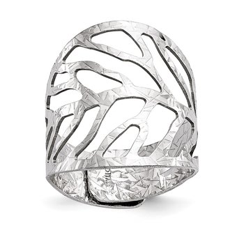 Sterling Silver Rhodium-Plated Adjustable Ring QLR112
