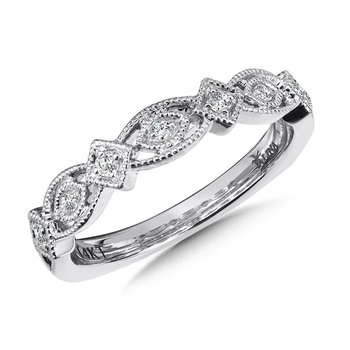 Decorative Milgrain Stackable Diamond Wedding Band  RS9836BW