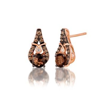  14K Strawberry Gold® Chocolate Quartz® 7/8 cts. Earrings TQML 27