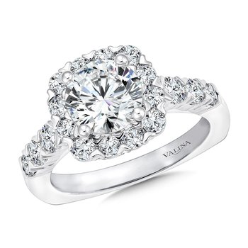 Unique Cushion-Shaped Halo Diamond Engagement Ring R1084W