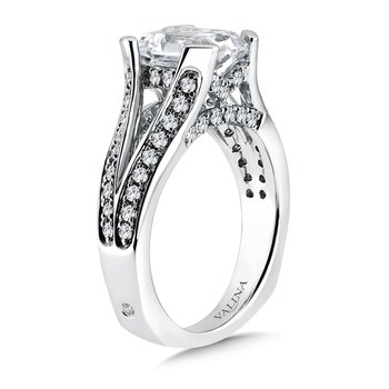 emerald-cut Center Split Shank Engagement Ring R9943W