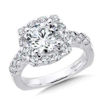 Unique Cushion-Shaped Halo Diamond Engagement Ring R1082W