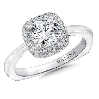 Cushion Shape Halo Diamond Engagement Ring R9641W