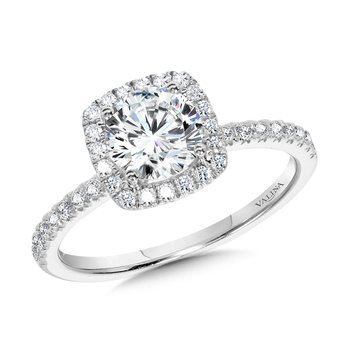 Classic Straight Cushion-Shaped Halo Engagement Ring R1151W-SR