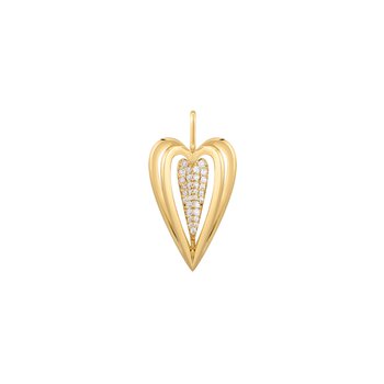 Gold Sculpted Heart Charm NC048-37G