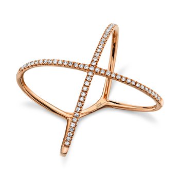 0.18Ct 14K R/G Diamond Lady'S "X" Ring SC22003514