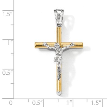 14K Two-tone Polished Crucifix Pendant LF865