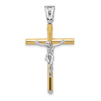 14K Two-tone Polished Crucifix Pendant LF865