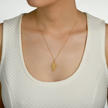 Hand of Hamsa Filigree Necklace 2163