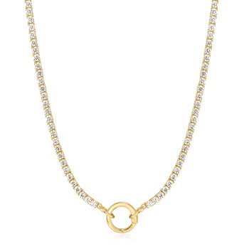 Gold Sparkle Chain Charm Connector Necklace N052-06G