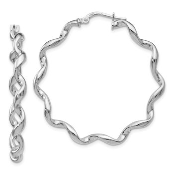 Sterling Silver Polished Twisted Hoop Earrings QLE250
