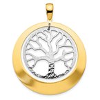 Leslie's Sterling Silver RH-plat and Gold-tone Textured Tree Pendant QLF624